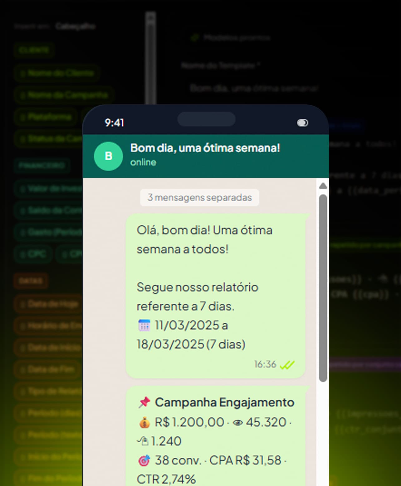 Relatórios automáticos via WhatsApp